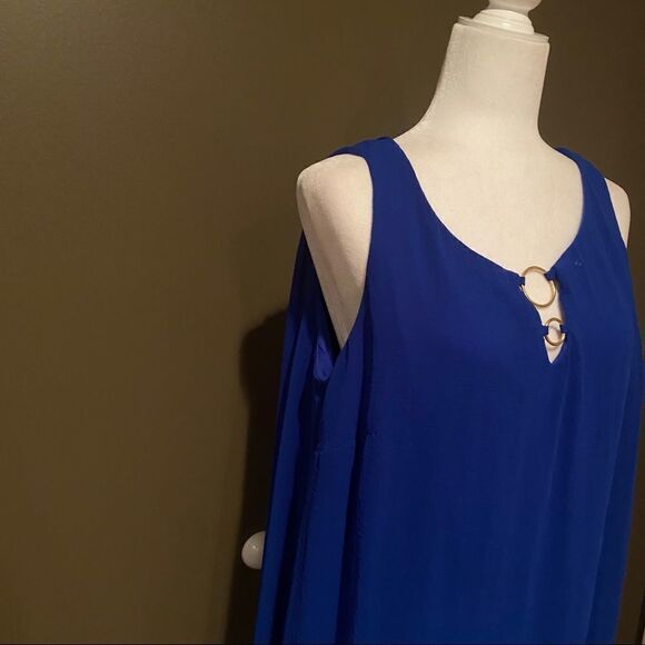 Tacera Blue Sleeveless Dress Plus Size 1X - Picture 4 of 9